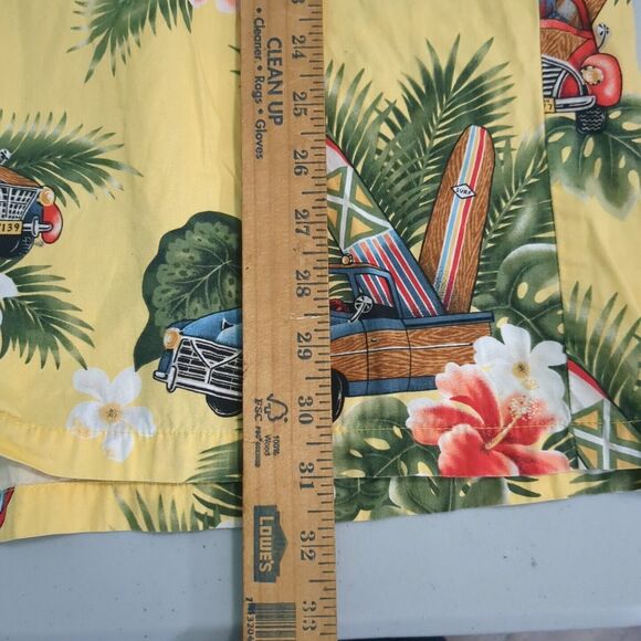 Hilo Hattie Shirt Mens 2x Yellow Green Floral Hawaiian Short Sleeve - Picture 3 of 5